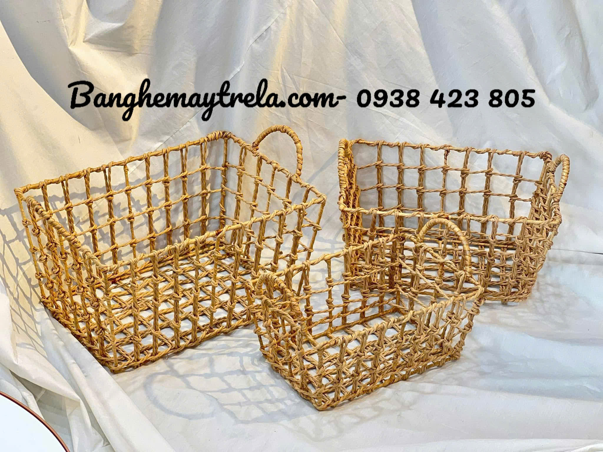 Khay đựng đồ chữ nhật mây tre